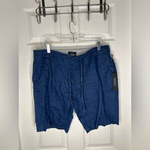 jones and company New York Women’s 100% Linen Navy Blue Chino Shorts Size 14